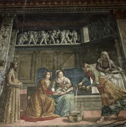 La Naissance de la Vierge, 1485-90 (détail)